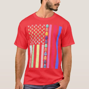 T-shirt Drapeau de Pâques Amérique USA Oeuf de Pâques Vint