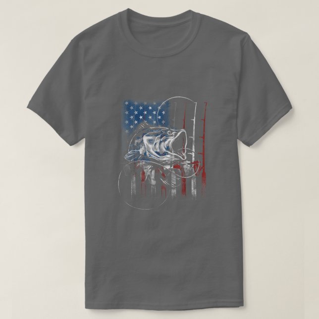 T-shirt Drapeau de pêche américain pêcheur Us12  (Design devant)