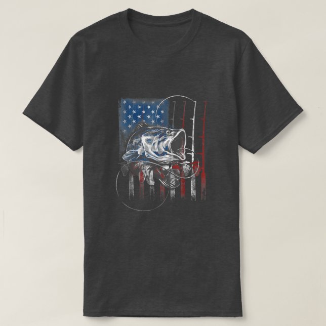 T-shirt Drapeau de pêche américain pêcheur Us29  (Design devant)
