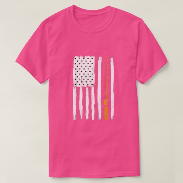 T-shirt Drapeau de pêche américain pêcheur Us 19  (Design devant)