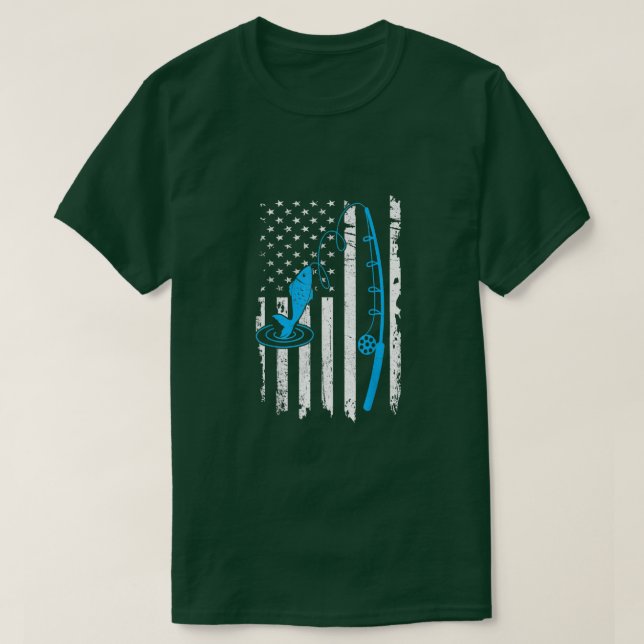 T-shirt Drapeau de pêche américain pêcheur Us 30  (Design devant)