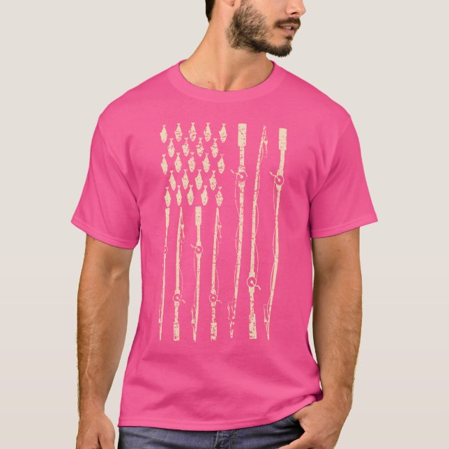 T-shirt Drapeau de pêche Drapeau américain Drapeau de pêch (Devant)