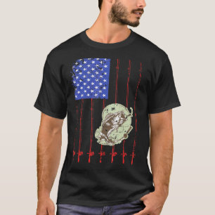 T-shirt Drapeau de pêche pour la fête des pères Bass Fish 
