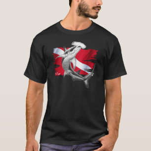 T-shirt Drapeau de piqué avec le requin-plongeur de