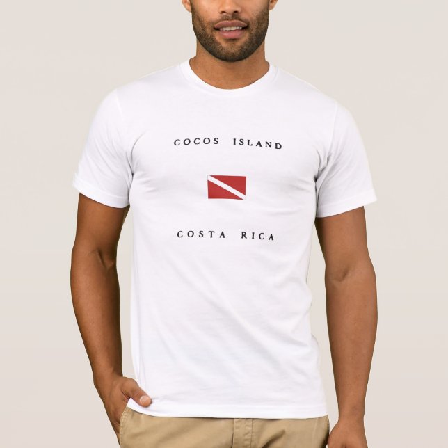 T-shirt Drapeau de piqué de scaphandre du Costa Rica d'île (Devant)