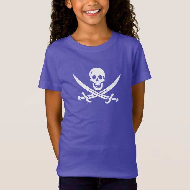 T-Shirt Drapeau de pirate Crâne croisé épées (Devant)