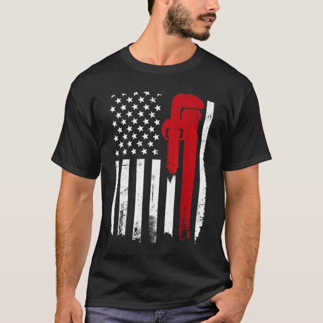 T-shirt Drapeau de plomberie américain Pipefitte de plombe (Devant)