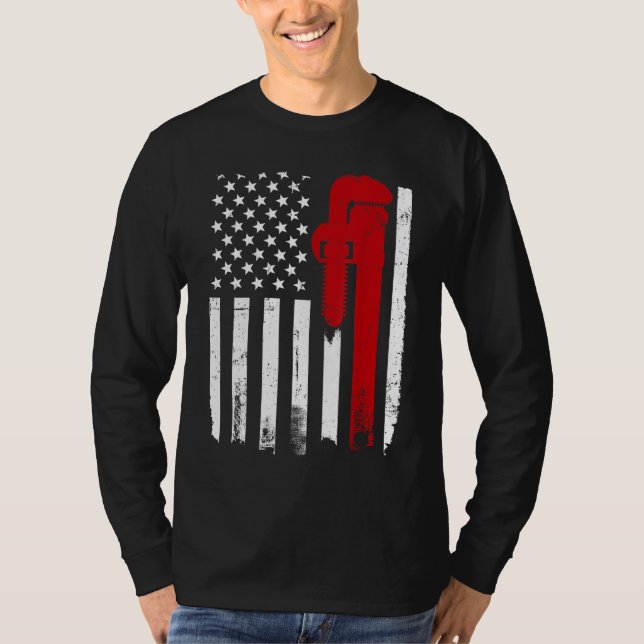 T-shirt Drapeau de plomberie américain Pipefitte de plombe (Devant)