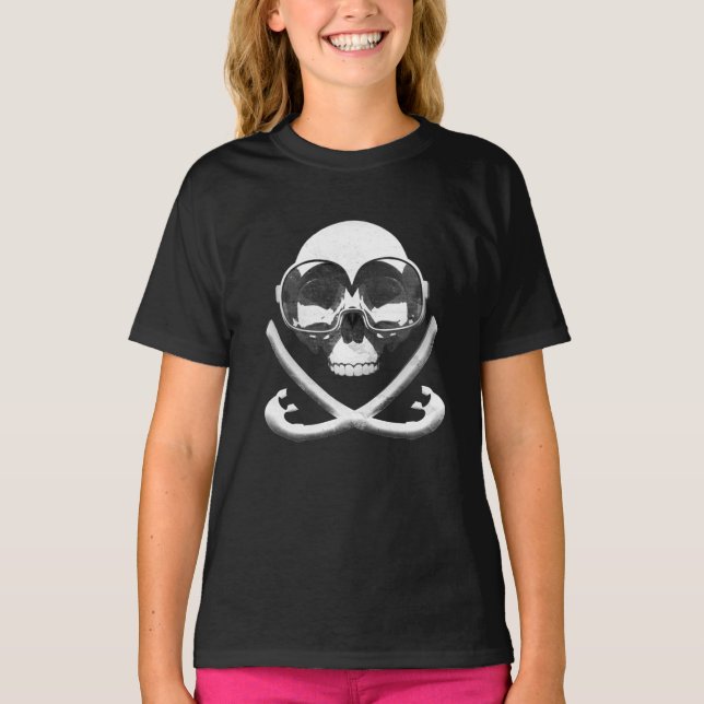 T-shirt Drapeau de plongée avec tuba et plongée avec pirat (Devant)