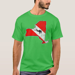 T-shirt Drapeau de plongée de New York Plongée Carte d'éta