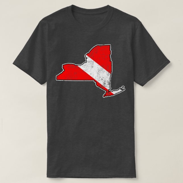 T-shirt Drapeau de plongée de New York Plongée Carte d'éta (Design devant)