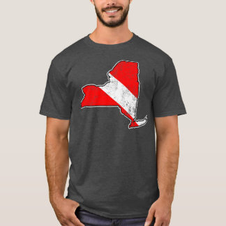 T-shirt Drapeau de plongée de New York Plongée Carte d'éta