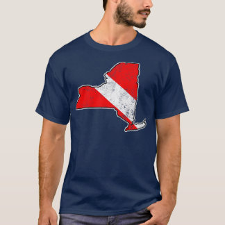 T-shirt Drapeau de plongée de New York Plongée Carte d'éta