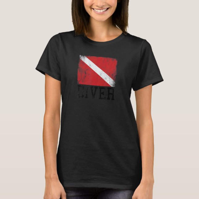 T-shirt Drapeau de plongée de plongeur Plongée sous-marine (Devant)