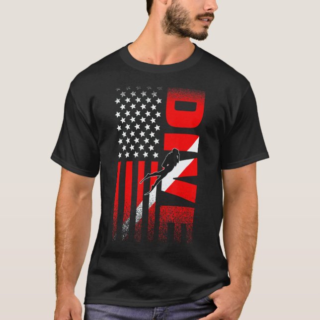T-shirt Drapeau de plongée incroyable Plongée en scaphandr (Devant)