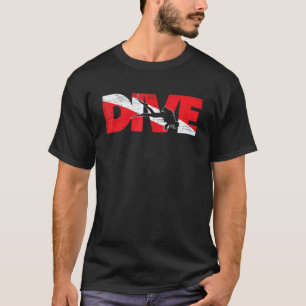T-shirt Drapeau de plongée incroyable Plongeur vers le bas