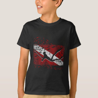 T-shirt Drapeau de plongée Lance de pêche Cadeau de pêcheu