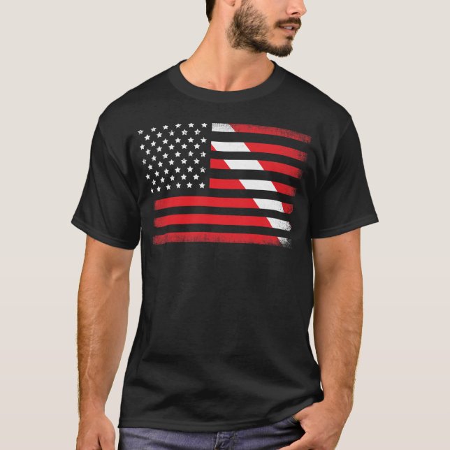 T-shirt Drapeau de plongée Plongée Drapeau américain (Devant)