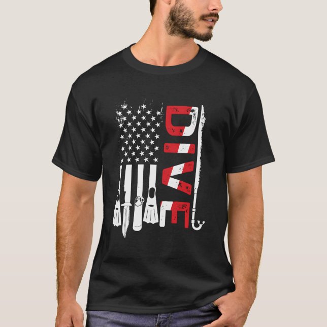 T-shirt Drapeau de plongée sous-marine American Scuba Dive (Devant)