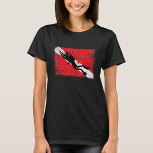 T-shirt Drapeau de plongée vers le bas Plongée en scaphand