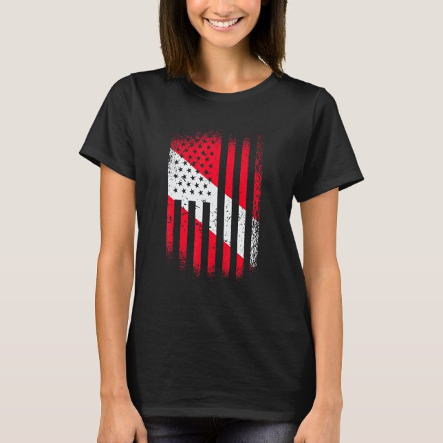 T-shirt Drapeau de plongeur incroyable Drapeau américain P (Devant)