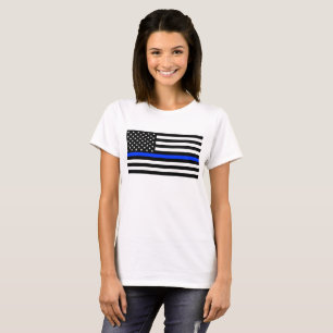 T-shirt Drapeau de police de la ligne bleue mince