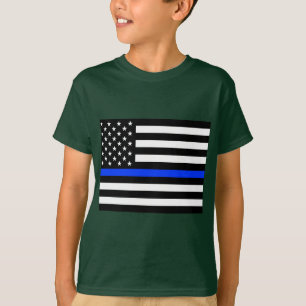 T-shirt Drapeau de police de la ligne bleue mince