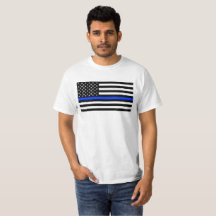 T-shirt Drapeau de police de la ligne bleue mince