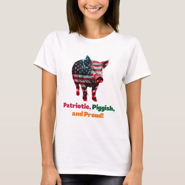 T-shirt Drapeau de porc Amérique (Devant)