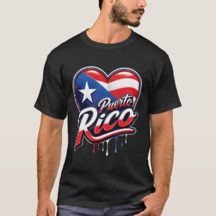 T-shirt Drapeau de Porto Rico Cœur Patrimoine de l'île des
