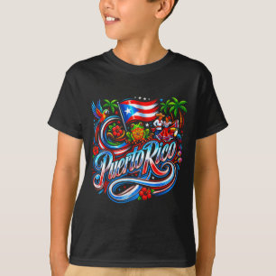 T-shirt Drapeau de Porto Rico grenouille florale boricua h