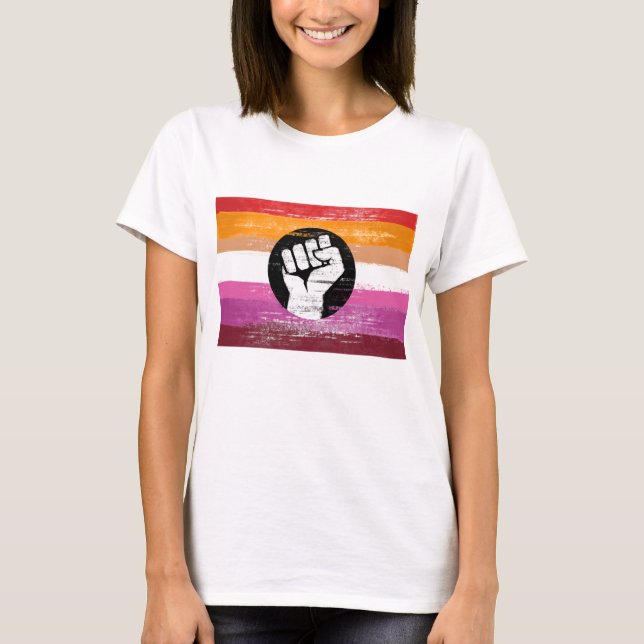 T-shirt Drapeau de protestation peint lesbien (Devant)