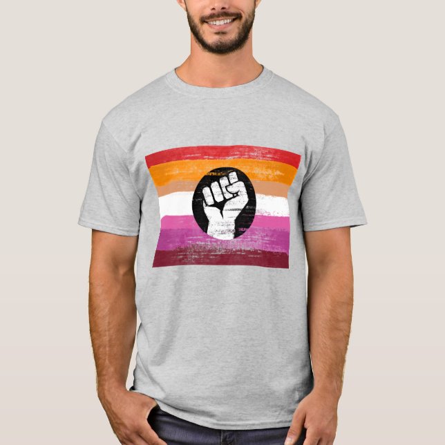 T-shirt Drapeau de protestation peint lesbien (Devant)