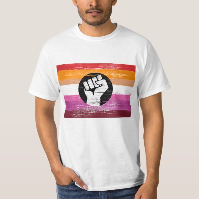 T-shirt Drapeau de protestation peint lesbien (Devant)