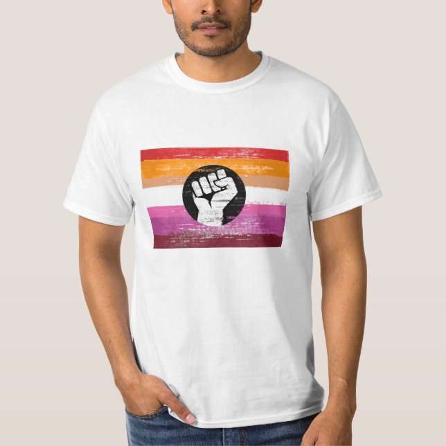 T-shirt Drapeau de protestation peint lesbien (Devant)