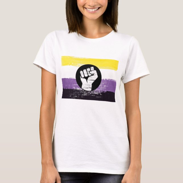 T-shirt Drapeau de protestation peint non binaire (Devant)