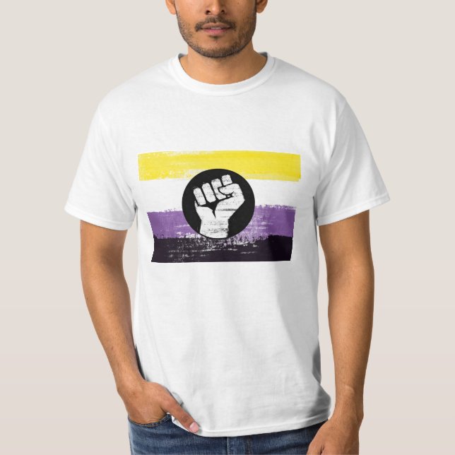 T-shirt Drapeau de protestation peint non binaire (Devant)