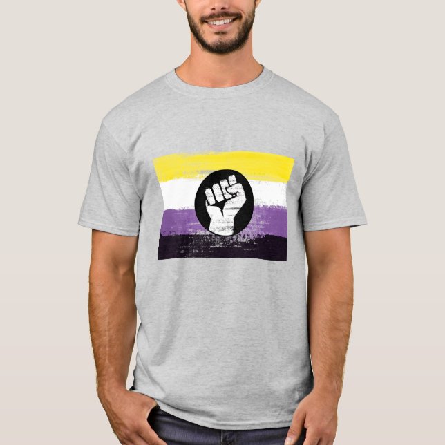 T-shirt Drapeau de protestation peint non binaire (Devant)