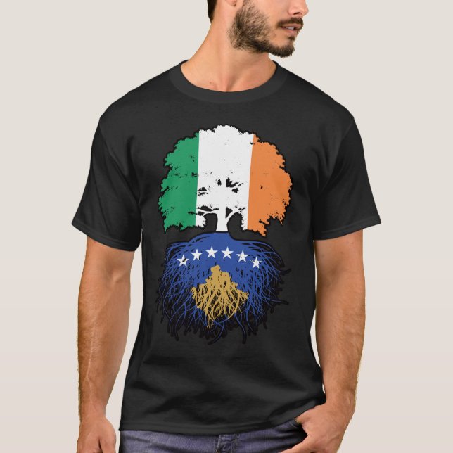 T-shirt Drapeau de racines d'arbres kosovar irlandais irla (Devant)