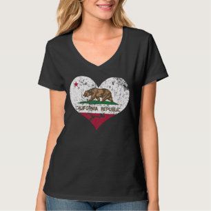 T-shirt Drapeau de République de la Californie de coeur