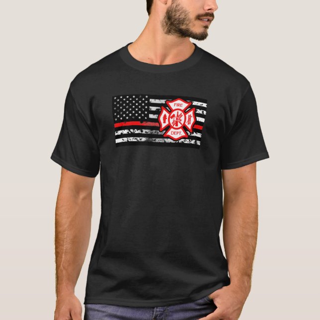 T-shirt Drapeau de sapeur-pompier et croix de Florian (Devant)