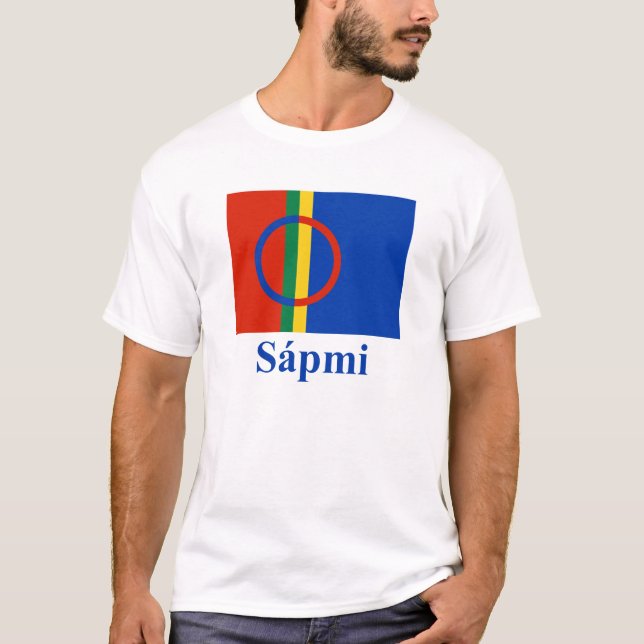 T-shirt Drapeau de Sapmi avec le nom dans Saami (Devant)