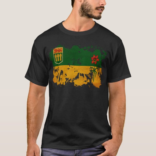 T-shirt Drapeau de Saskatchewan (Devant)
