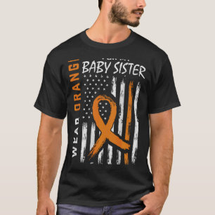 T-shirt Drapeau de sensibilisation à la leucémie Orange Ri