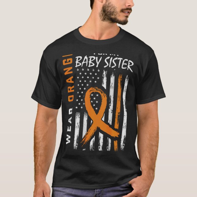T-shirt Drapeau de sensibilisation à la leucémie Orange Ri (Devant)