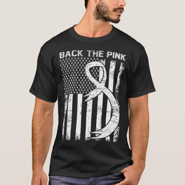 T-shirt Drapeau de sensibilisation au cancer du sein rose  (Devant)
