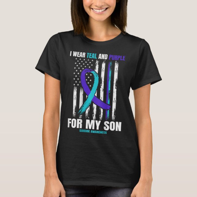 T-shirt Drapeau de sensibilisation au suicide du fils en m (Devant)