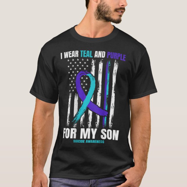 T-shirt Drapeau de sensibilisation au suicide du fils en m (Devant)