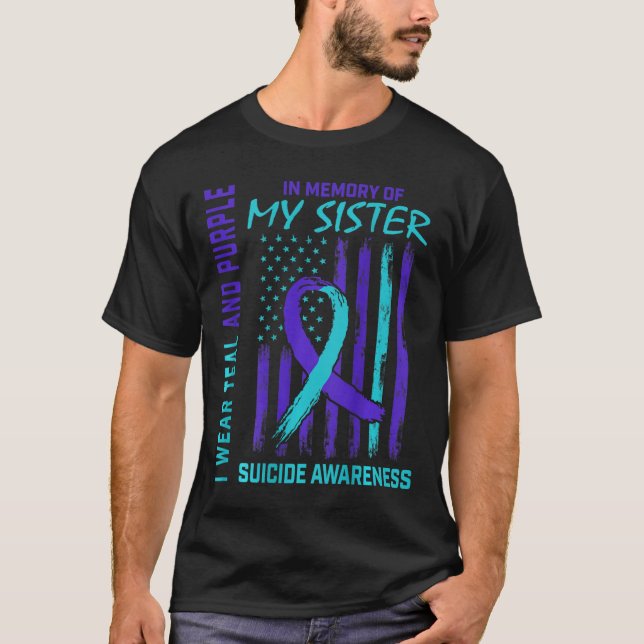 T-shirt Drapeau de sensibilisation au suicide ruban violet (Devant)