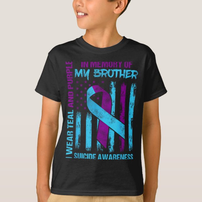 T-shirt Drapeau de sensibilisation au suicide ruban violet (Devant)